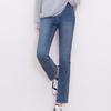 jeans for women Medium Blue high waist denim pants straight fit boot cut style waist hidden banding date outfits Korea fashion
