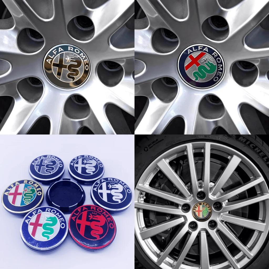4Pcs 50mm Wheel Center Cap Badge Rim Hub Cover Black Logo Car Accessories for Alfa Romeo GTAM Mito 147 156 159 166 SM8
