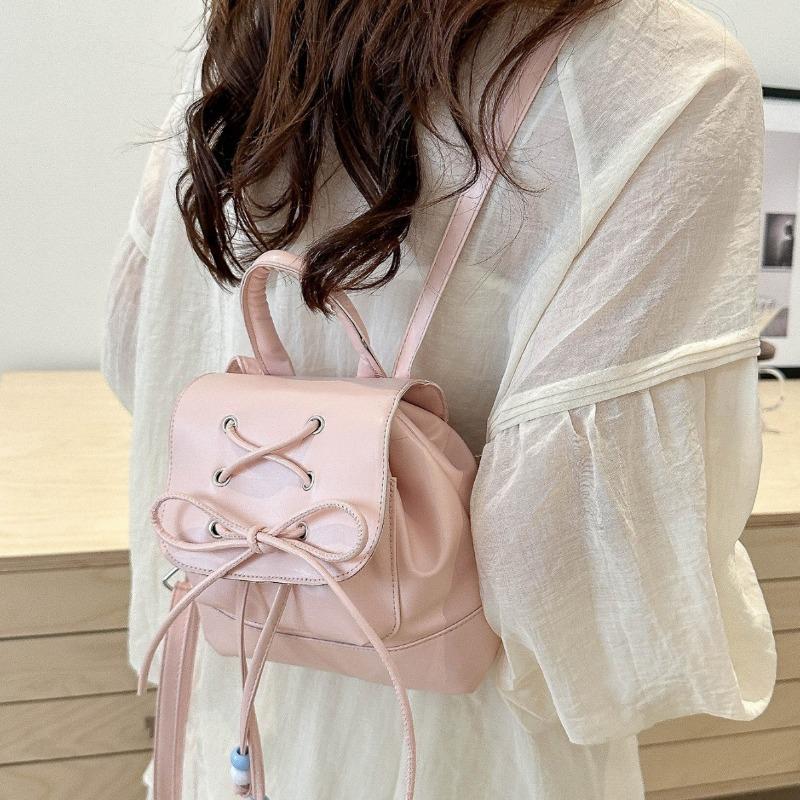 Ballet style bow backpack women's  new handheld small backpack going out shopping travel small schoolbag