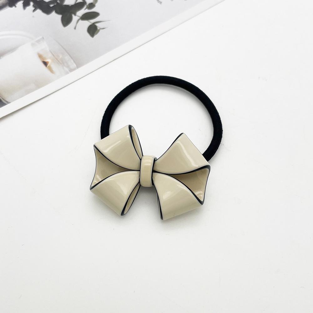 Korean-Style High Elastic Leopard Print Acetate Bow Hair Tie for Women
