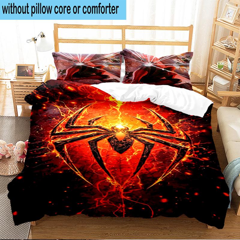 3PCS Red Spider Art Bedding Set,Including 1pc Duvet Cover And 2pcs Pillowcases Perfect for Bedroom, Dormitory, Fan Christmas Gift