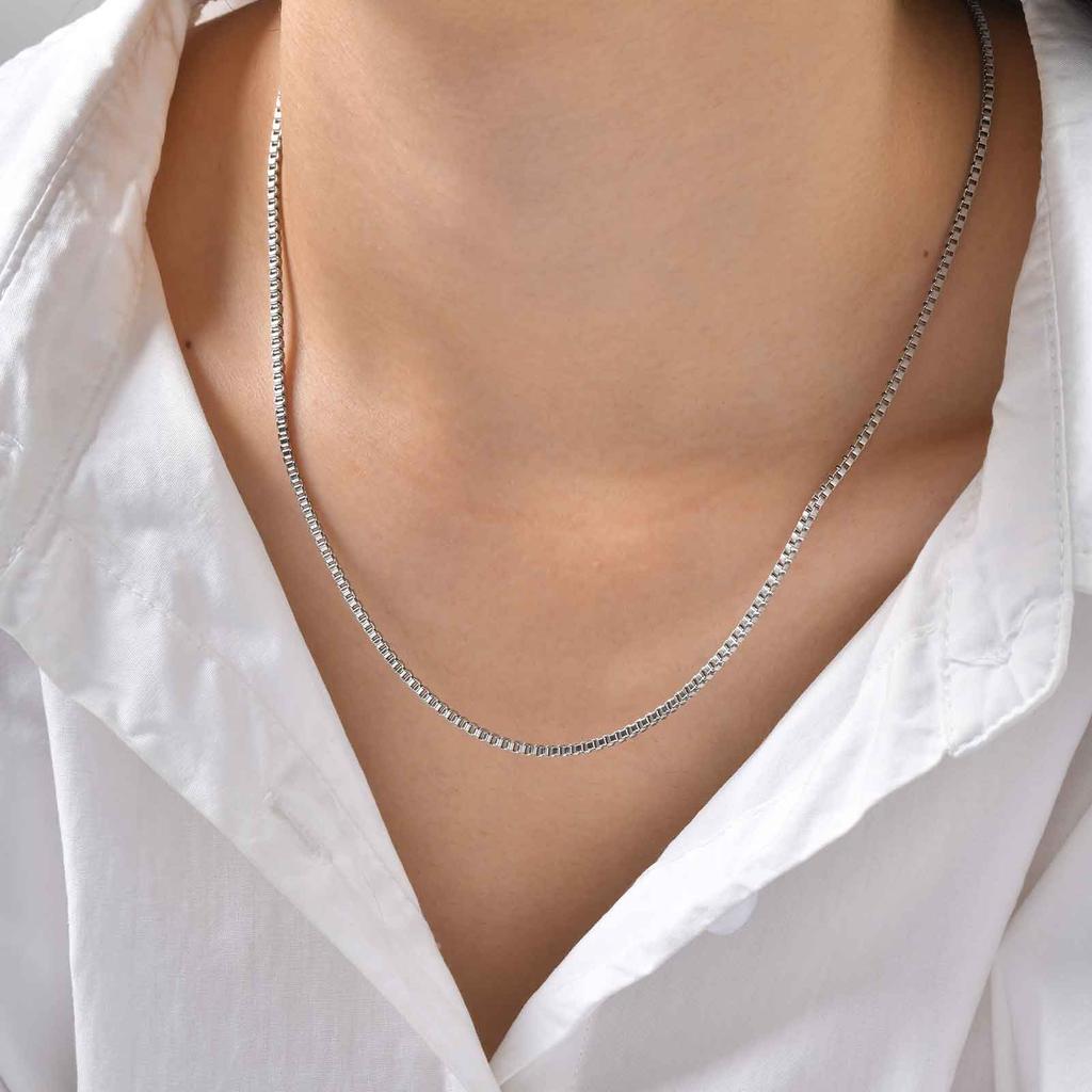 1/2/3MM Hip Hop Stainless Steel Box Chain Necklace for Women,Simple Basic Chain Necklaces,Fashion Accessories Gift