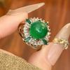 Adjustable Luxury Macrame Style Gemstone Rings in Vivid Colors Red Blue Green with Sparkling Crystal for Women's Fashion Jewelry