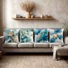 4-piece Polyester Ginkgo Leaf Pillowcase Set, Blue and Gold Mix, Suitable for Living Room Sofa and Bed, Ideal for Summer and All