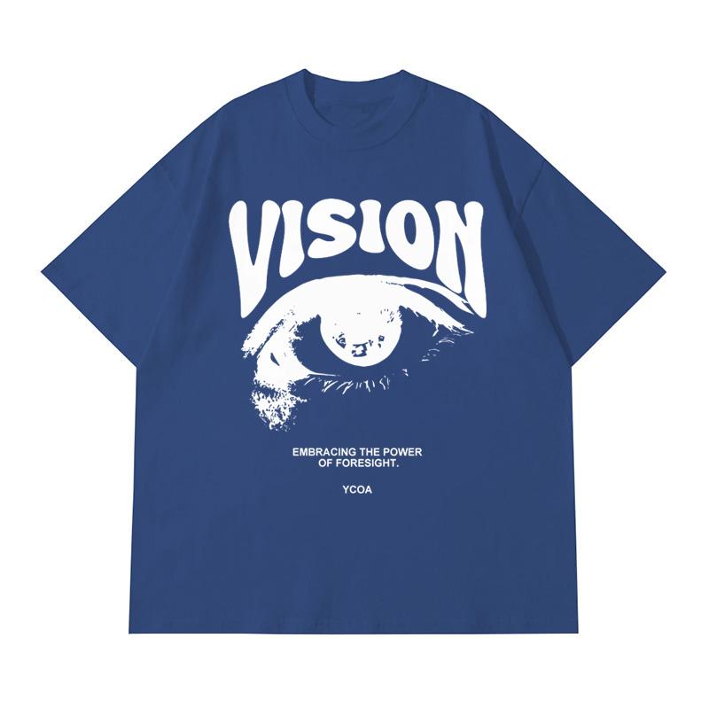 Unisex Oversized T-Shirt 100% Baumwolle Augen-Grafik Koreanischer Sommer Y2k Oberteile T-Shirts Streetwear Harajuku Kurzarm Ästhetische Kleidung