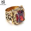 Stainless Steel Hand Jewelry Vintage Punk Gothic Special Ruby Men'S Titanium Steel Casting Ring