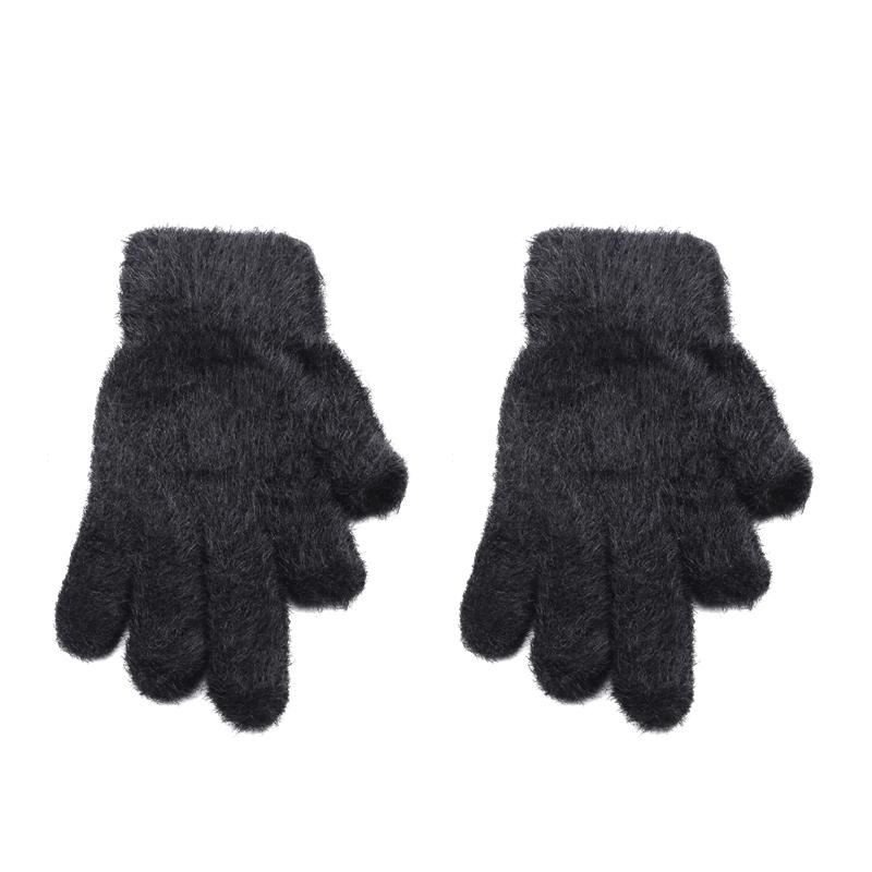 Gants d'étudiant en écriture à deux doigts chauds et à la mode, gants épais et rembourrés pour le froid