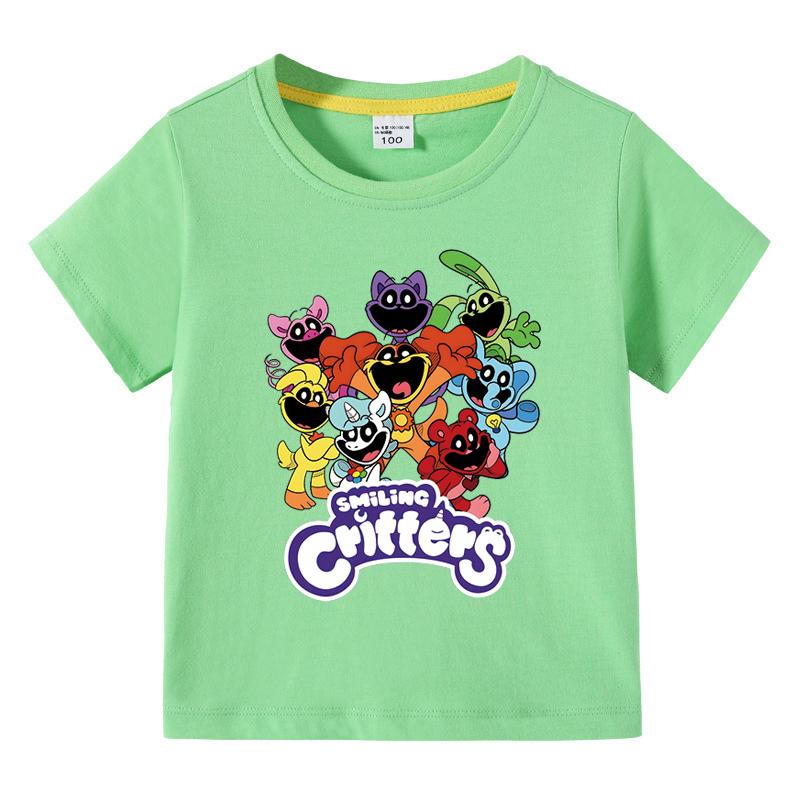 Smiling Critters Children's Clothing Kawaii Cartoon Funny T-Shiirt Boys Short Sleeve Fashion Tops 3-14Years Kids Summer Clothes