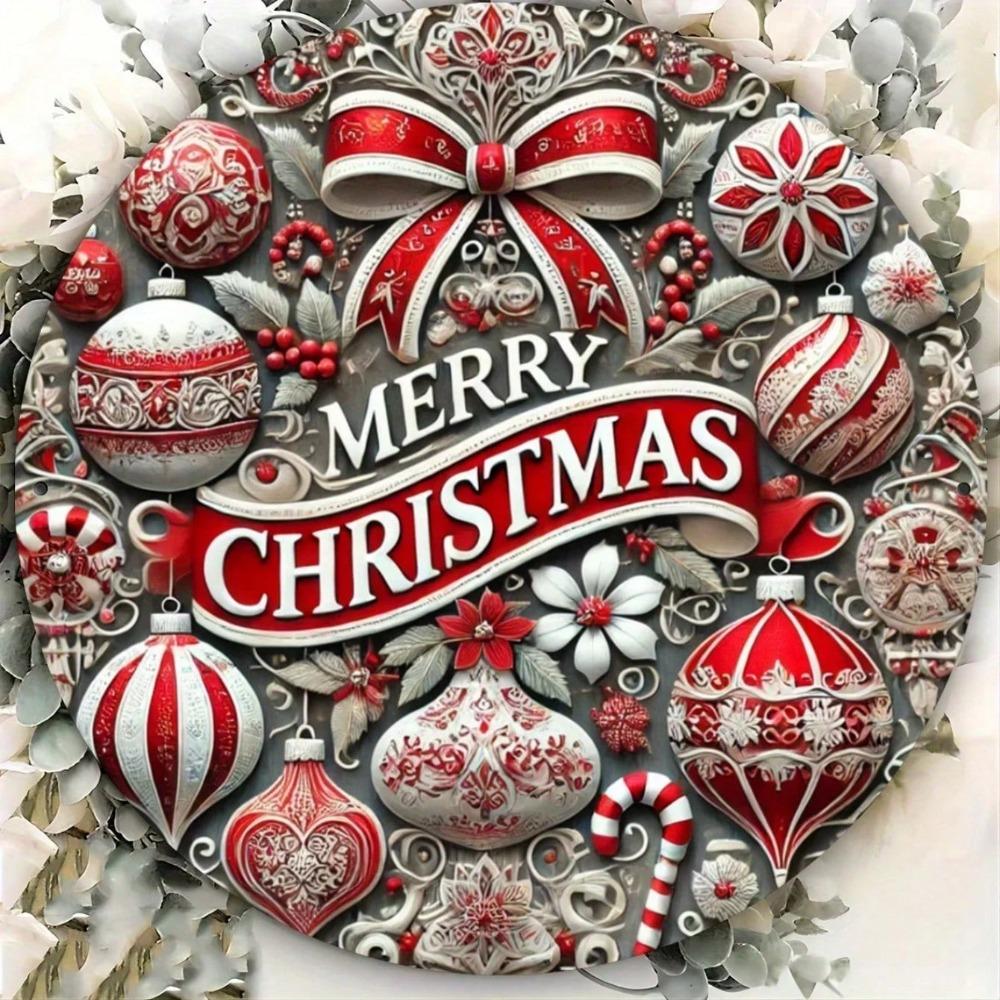 Christmas Metal Sign for Garden Decoration Holiday Round Plaque