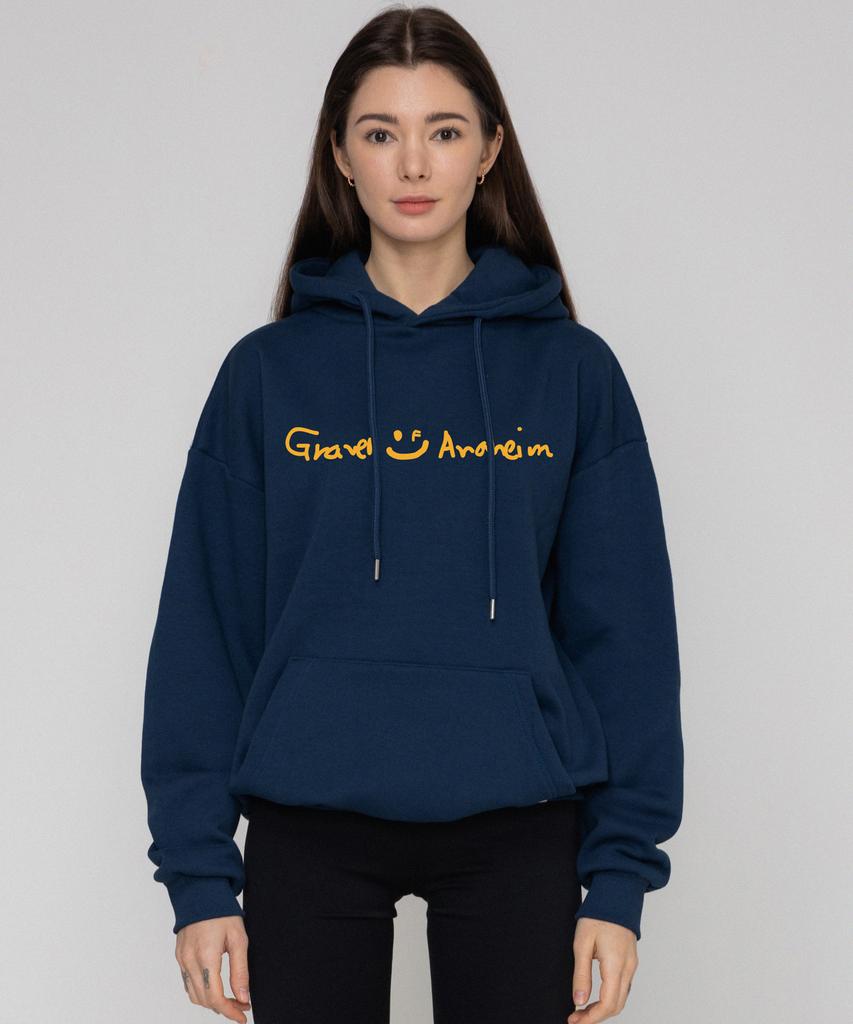 [Unisex] Drawing Logo Drawing Smile Hoodie_Navy
