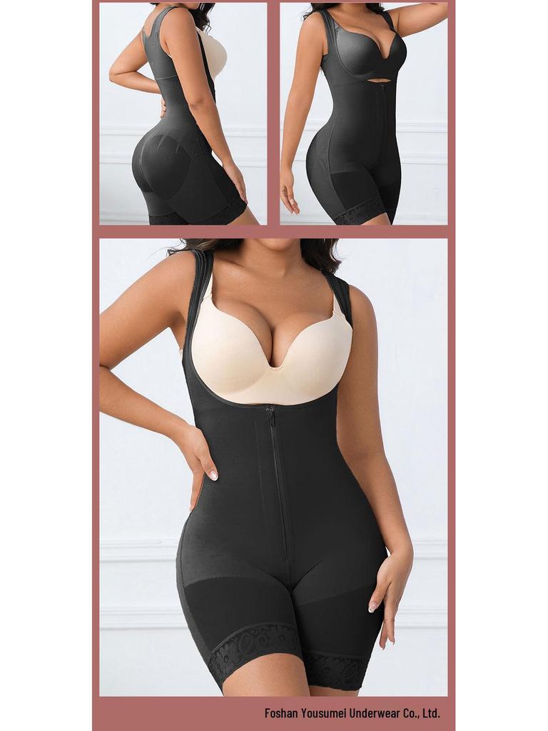 Plus Size Tummy Control Push-Up One-Piece Bodysuit with Waist Cincher & Hip Lift