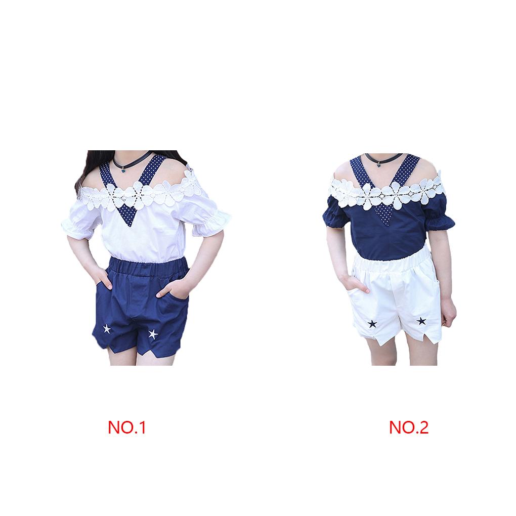 Kids Baby Girls Lace T-shirt Tops Pants Shorts Summer Outfits Clothes