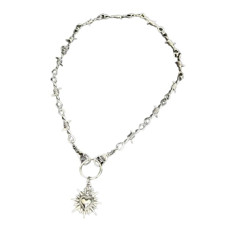 

Alloy Heart and Barbed Wire Necklace Creative Clavicle Chain Charm Offering Comfort and Durability for Everyday Wear 1