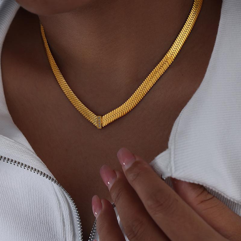 Stal Nierdzewna 316L Naszyjnik Łańcuszkowy Dla Kobiet Pozłacany 18k Inkrustowany Cyrkonem Hip-hopowy Rockowy Styl Grube Naszyjniki