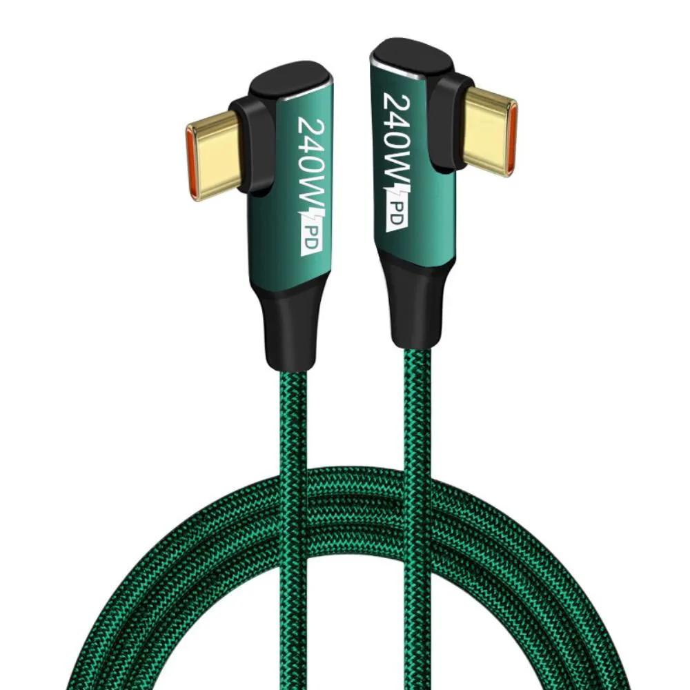 USB C Fast Charging Data Cable 90 Degree Type-C Data Cord PD 240W 48V 5A High-Speed for iPhone 15 USB Type-C Mobile Phone Cords