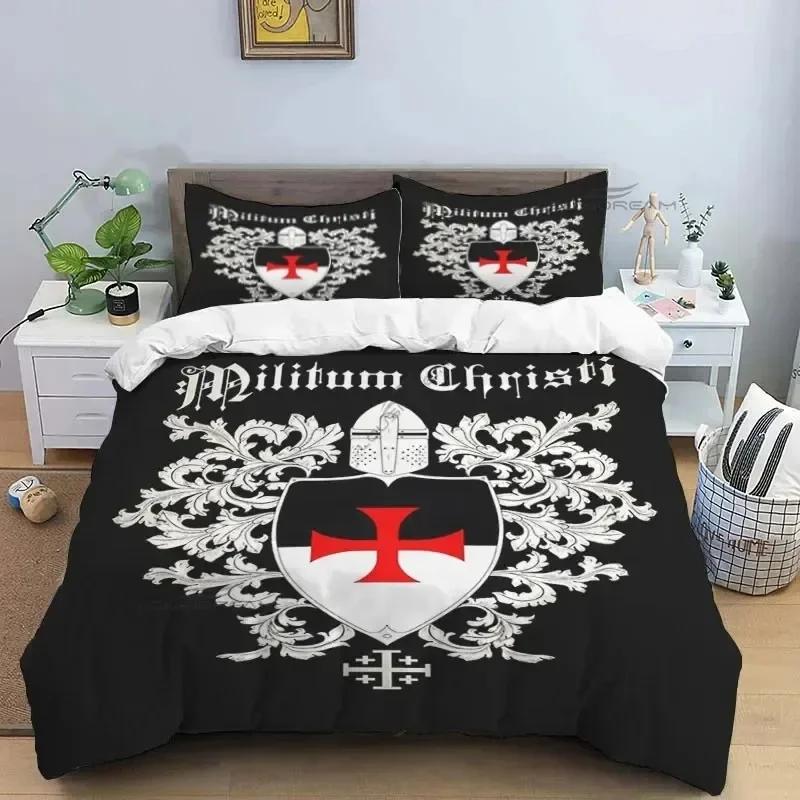 Medieval Knights Templar Patterns Supplies Set Duvet Cover Set Bedding Sets Adults Bed Pillowcases No Filling Birthday Gifts