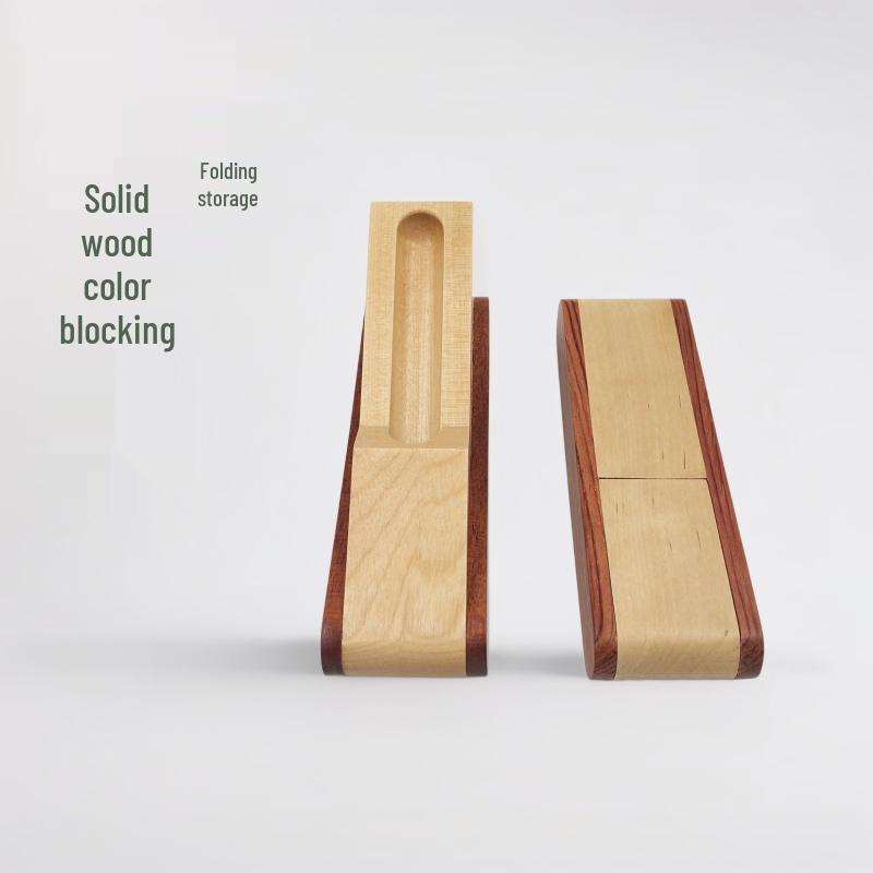 

Solid Wood Folding Pen Case with Color Block Design - Engravable and In Stock