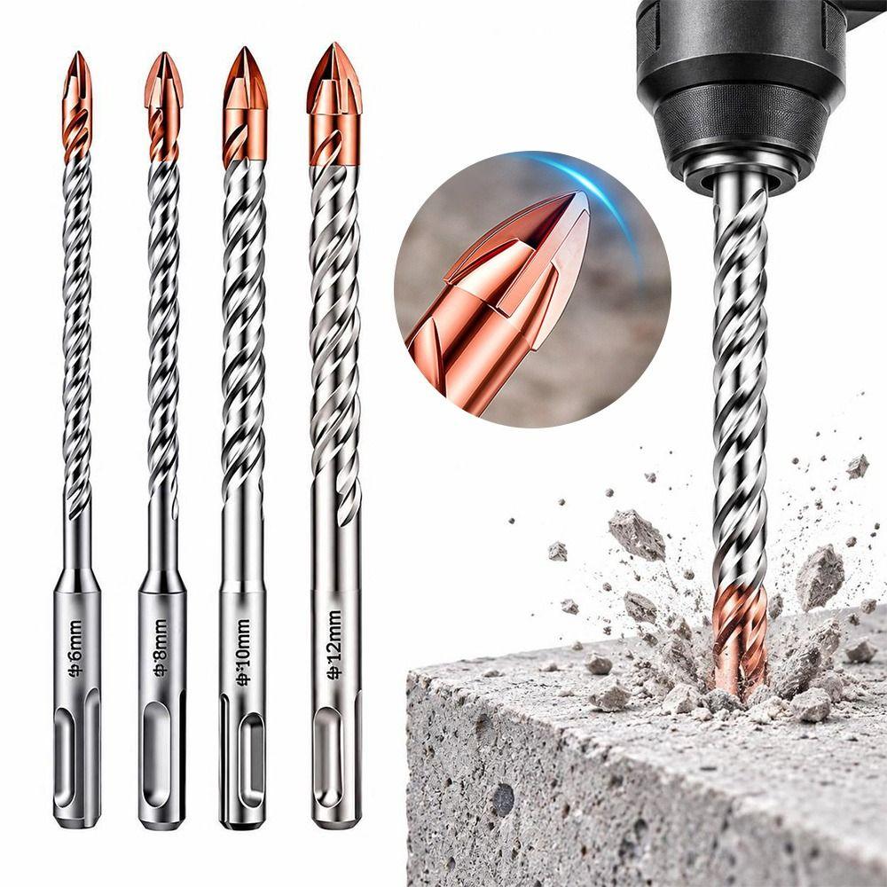 Slotted Round Shank Rotary Hammer Drill Bit Spiral Flutes Concrete Drill Bit Concrete Drilling