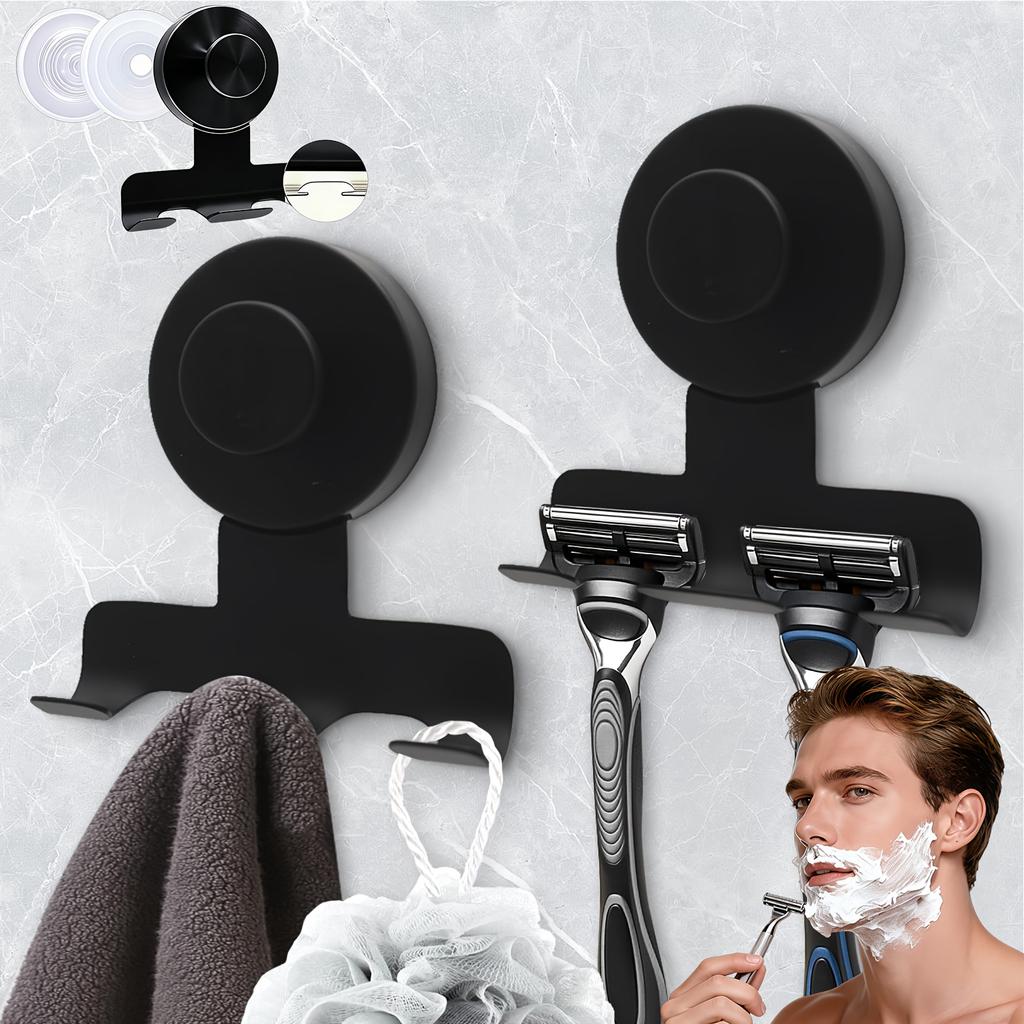 1/2 Pc 304 Stainless Steel Suction Cup Razor Holder, 15.43LB Removable Reusable Shower Wall Hook for Bathroom Use