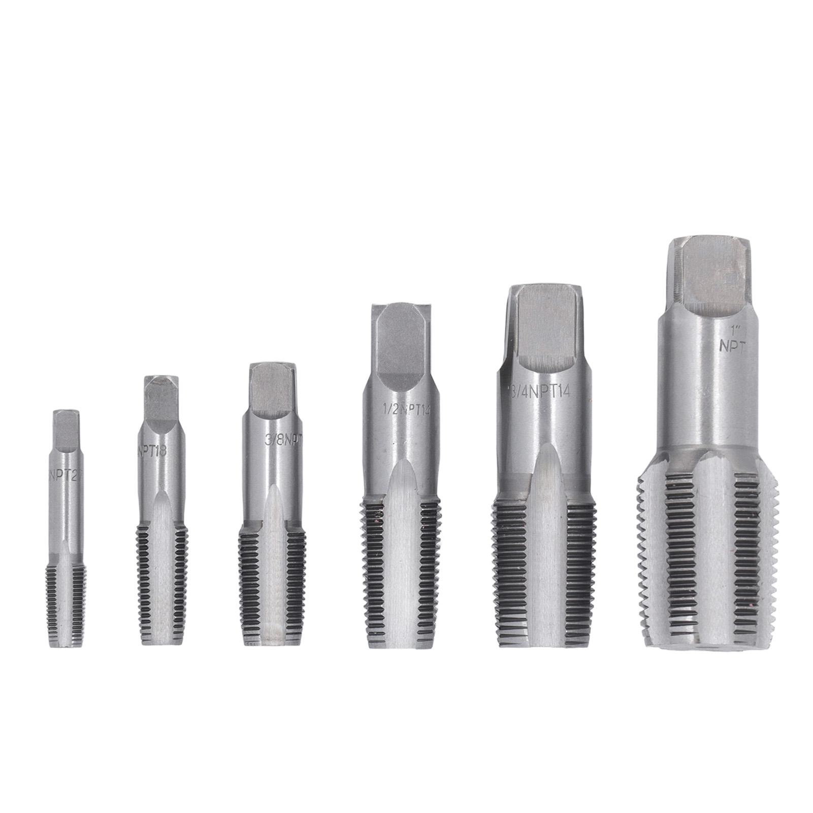 

6Pcs Pipe Tap NPT 1in 3 4in 1 2in 3 8in 1 4in 1 8in Carbon Steel Thread Tapping Tool Kit for PVC Pipe