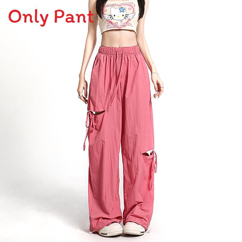 Women Fast Dry Cargo Pants With Ripped Details For Casual Streetwear
