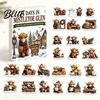 Christmas Tree Hanging Decorations 2026 Highland Cow Advent Calendar 24 Pcs 2D Flat Acrylic Festive Countdown Calendar Farmhouse Animal Ornaments,