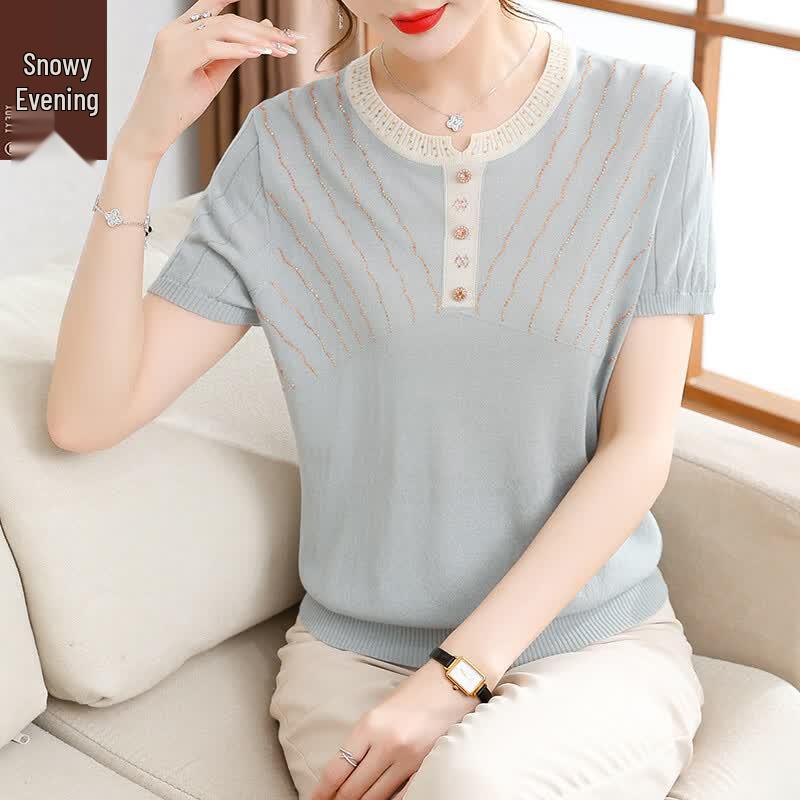 XUEXI Women s Summer Ice Silk Short Sleeve T-Shirt 3XL