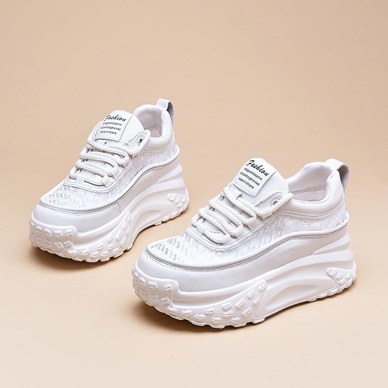 Mesh Breathable White Shoes for Women Summer Thin Dad Shoes Platform Thick Sole Casual Height-enhancing Mesh Shoes