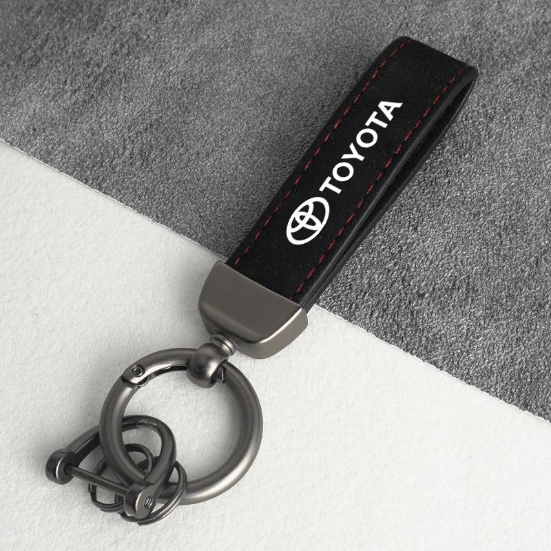 

Metal Leather Car Keychain Key Chain Rings For Toyota Corolla Yaris Rav4 Hilux Avensis Auris Camry Auto Keyring Accessories