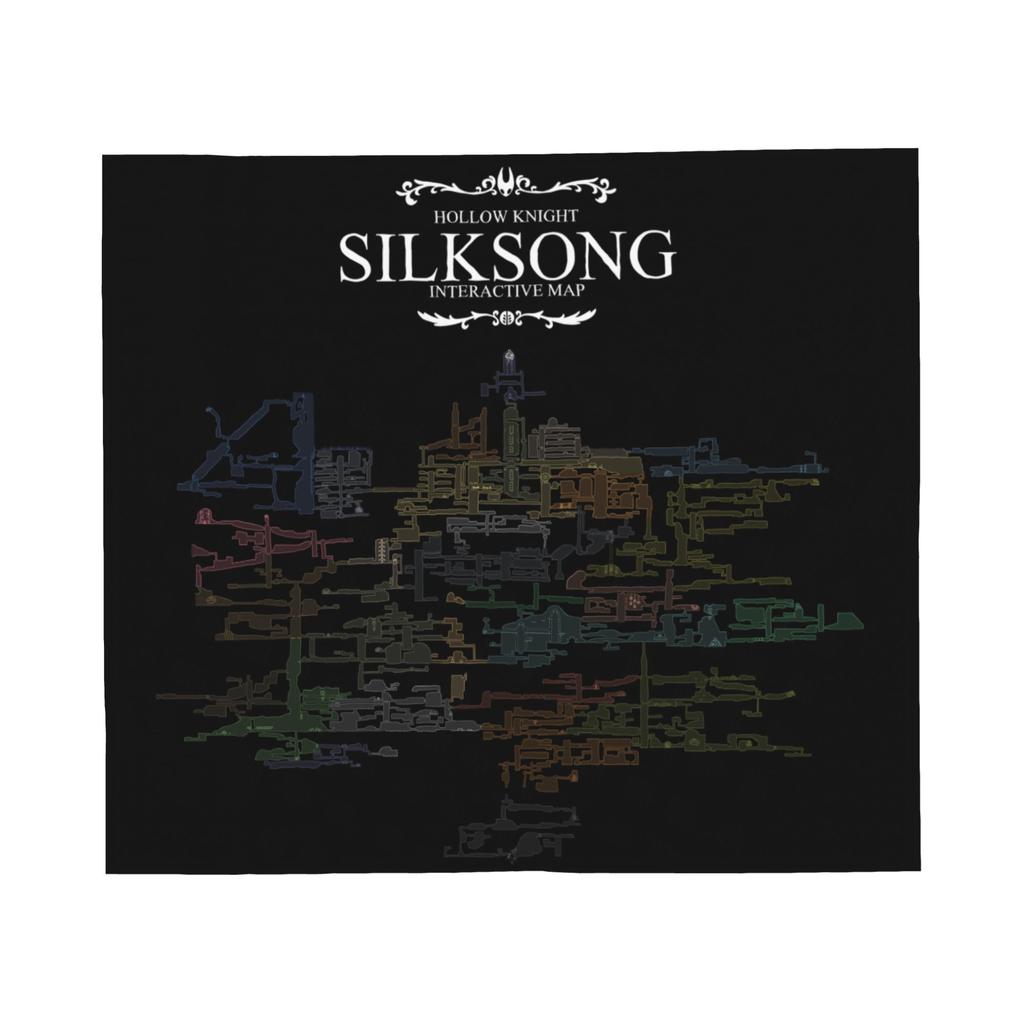 Hollow Knight Silksong Game Map Flannel Throw Blankets Mysterious Rug Piece Knitted Blanket Car Lightweight Thin Multi-function