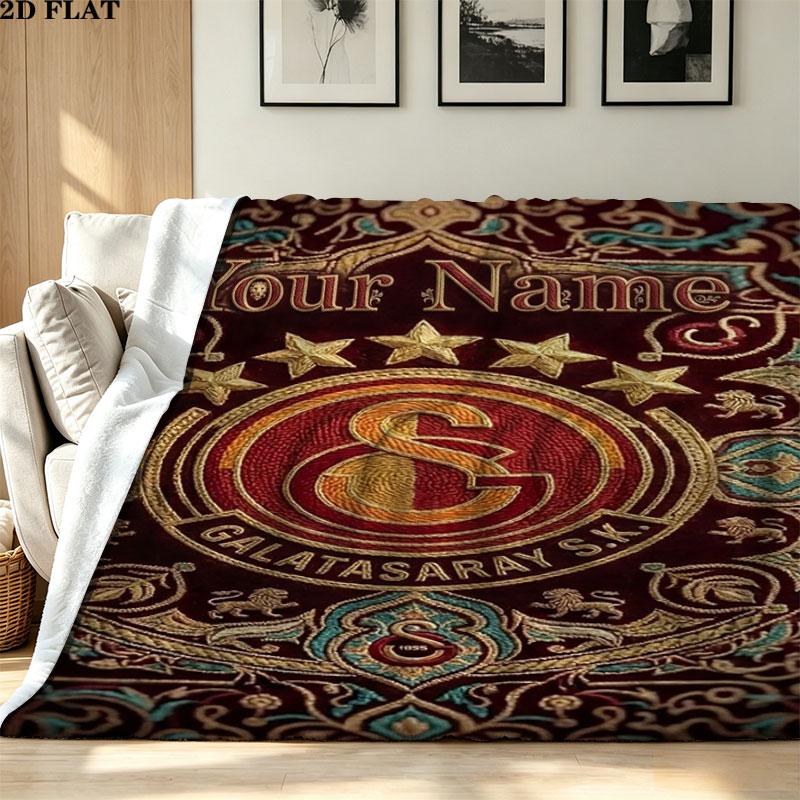 1PC Galatasaray S Custom Name Patterned Flannel Blanket Suitable For All Seasons for Home Decor Warmth and Comfort Gifts Holiday Present