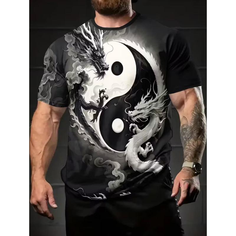 2026 T-Shirt for Men Harajuku Tiger Print Fashion Summer Short Sleeve