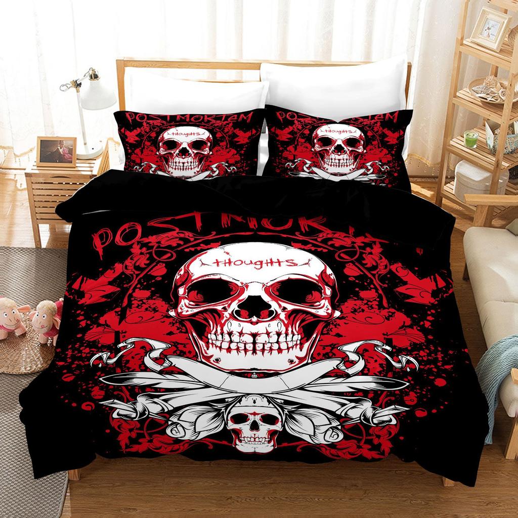 3D Digital Printing Kit Three-Piece Quilt Cover Sheet Skeleton