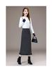 Women's Plus Size High Waist A-Line Woolen Skirt with Lace Detail - Autumn/Winter