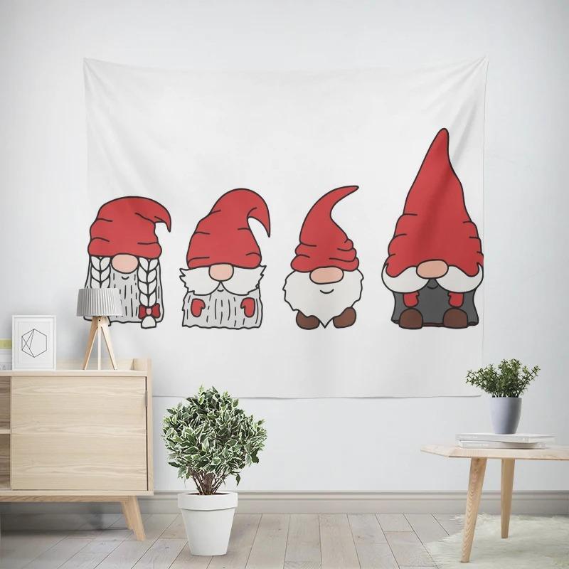 Christmas New Year Cute Snowman Pattern Living Room Bedroom Decoration Tapestry