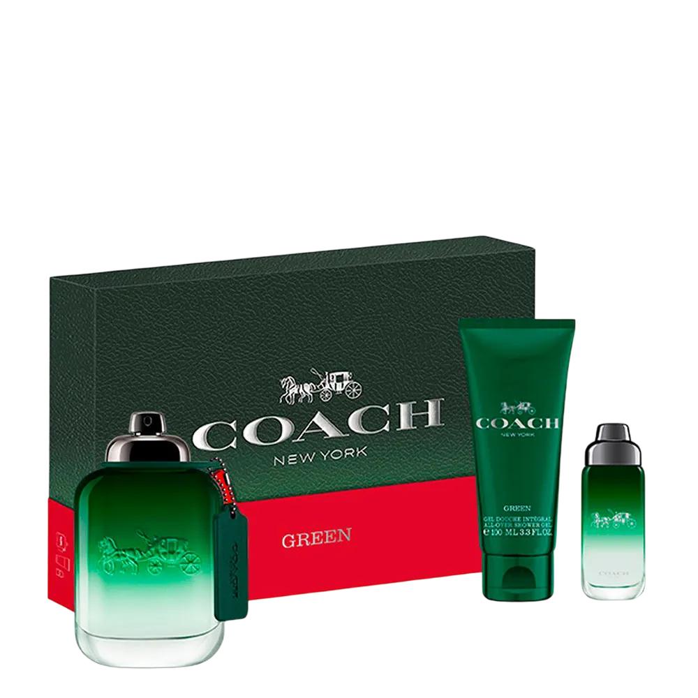 Set Coach: Green, Eau De Toilette, For Men, 100 Ml + Green, Eau De Toilette, For Men, 15 Ml + Green, Shower Gel, Body, All Skin Types, 100 Ml