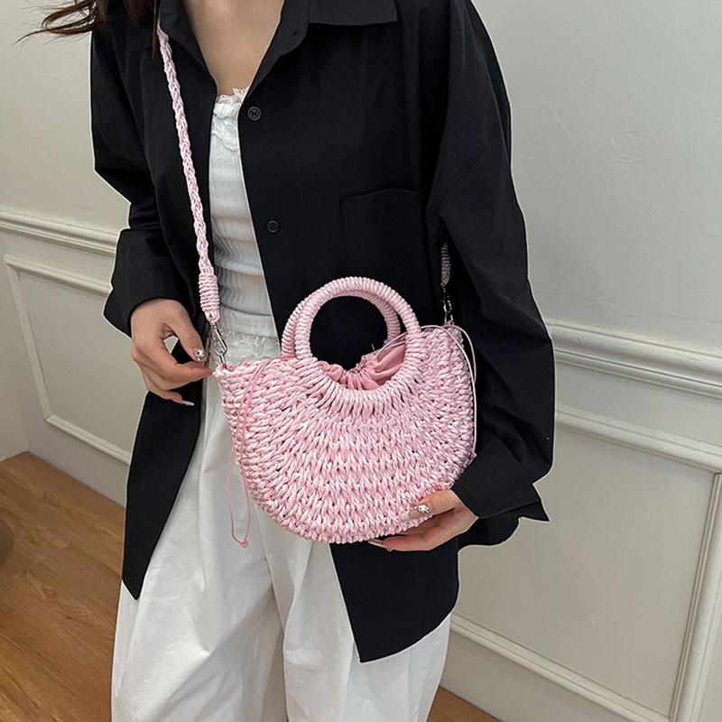 Borsa da spiaggia estiva in paglia intrecciata a mano Borsa a mano da donna Borsa a tracolla a cesto alla moda Casual Grande capacità Rattan Tote Bags