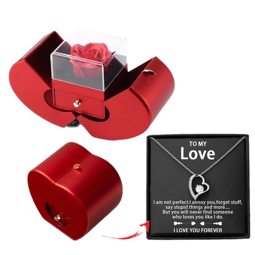 Hollow Heart Women's Necklace with Light Luxury Jewelry Box - Perfect for Qixi, Valentine's Day, New Year, and Christmas Gifts