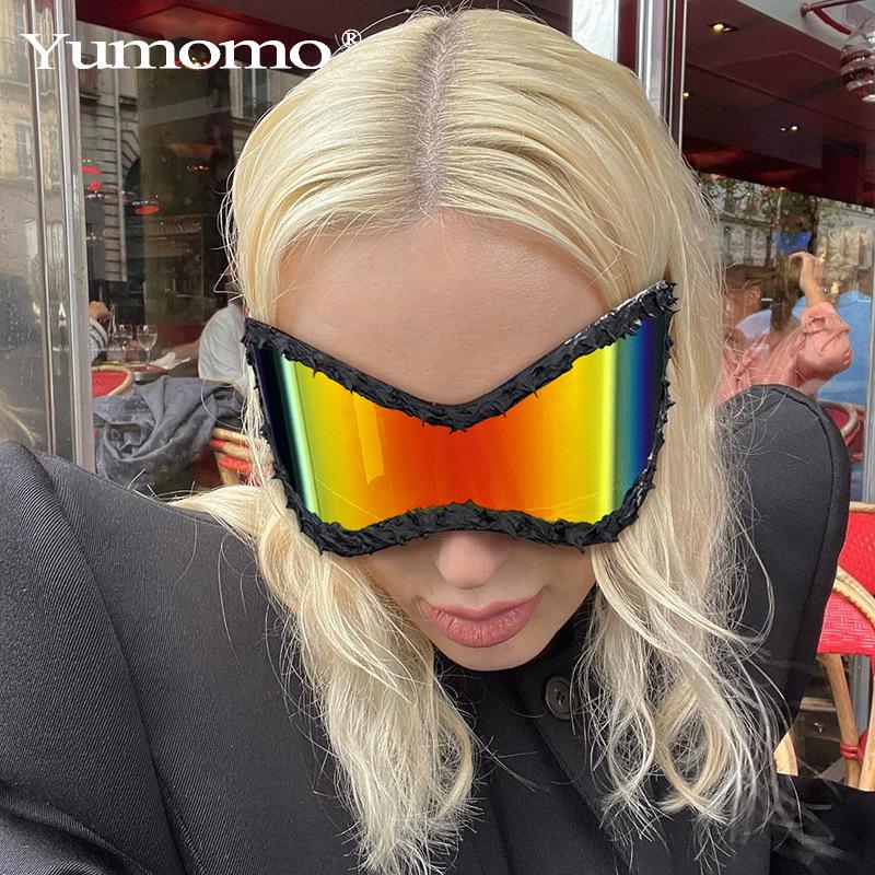 YK futuristic fashion big frame sunglasses personalized punk sports goggles festival party Epoxy sunglasses YK