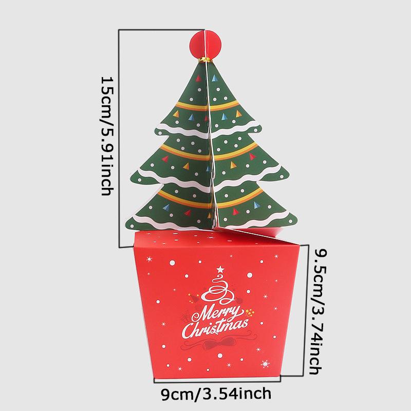 WTEMPO Xmas Christmas Tree Gift Boxes Festive Mini Presents Packaging Boxes DIY Foldable Empty Paper Boxes Perfect for Party Celebrations Decorations