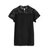 Women's Cute Lace Blouse Top Short Sleeve Lace Hollow Out Turtle Neck T Shirt