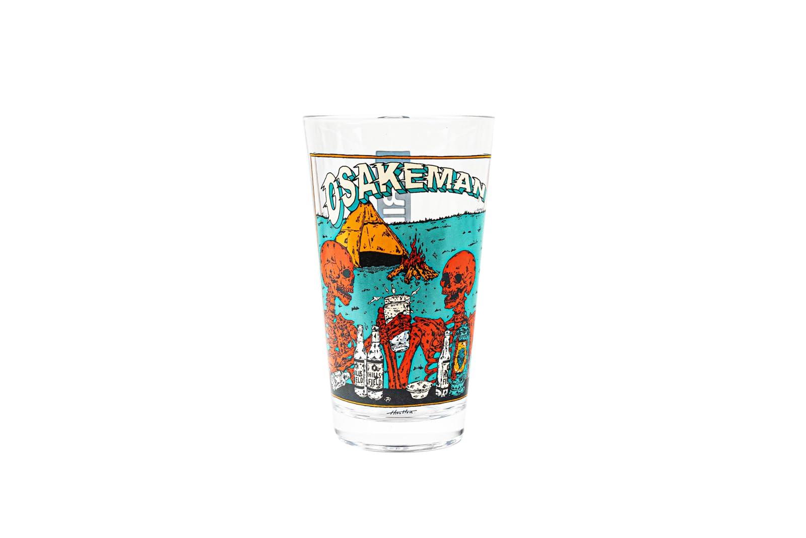 

Official HILLS FIELD OSAKEMAN Pint Glass, 480ml, Perfect for Beer or Highballs! Makes a Great Gift! Osakeman Hills Field, Camping, Outdoors, BBQ, Cup