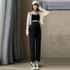 Maternity Wide-Leg Pants: Lightweight Summer Style, Nine-Point Length, Loose Fit, Belly Support, Seamless, Fashionable, Versatile for Home & Outings.