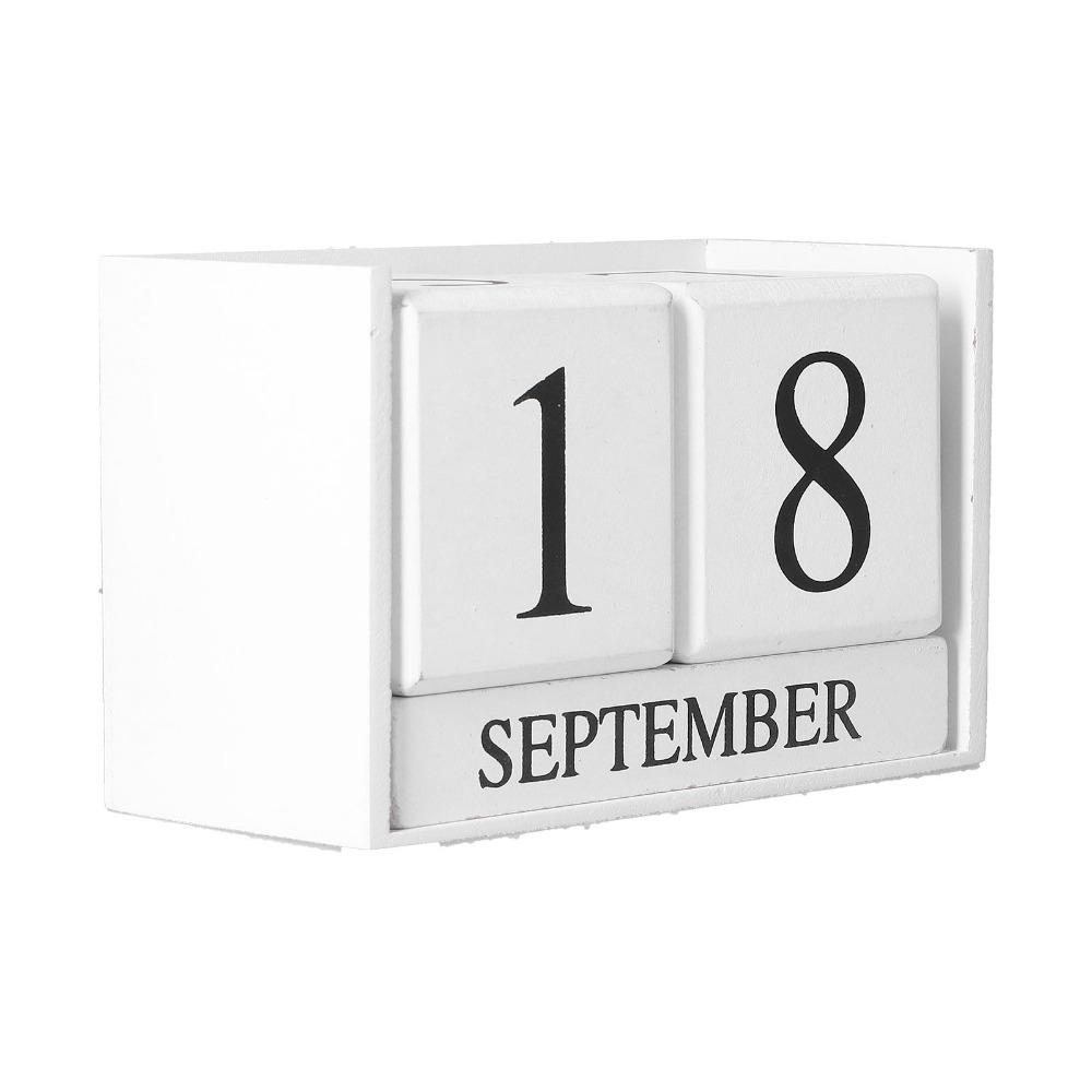 6pcs Month Desk Calendar Blocks Date Perpetual Desk Calendar Wooden Block Calendar Classroom Use