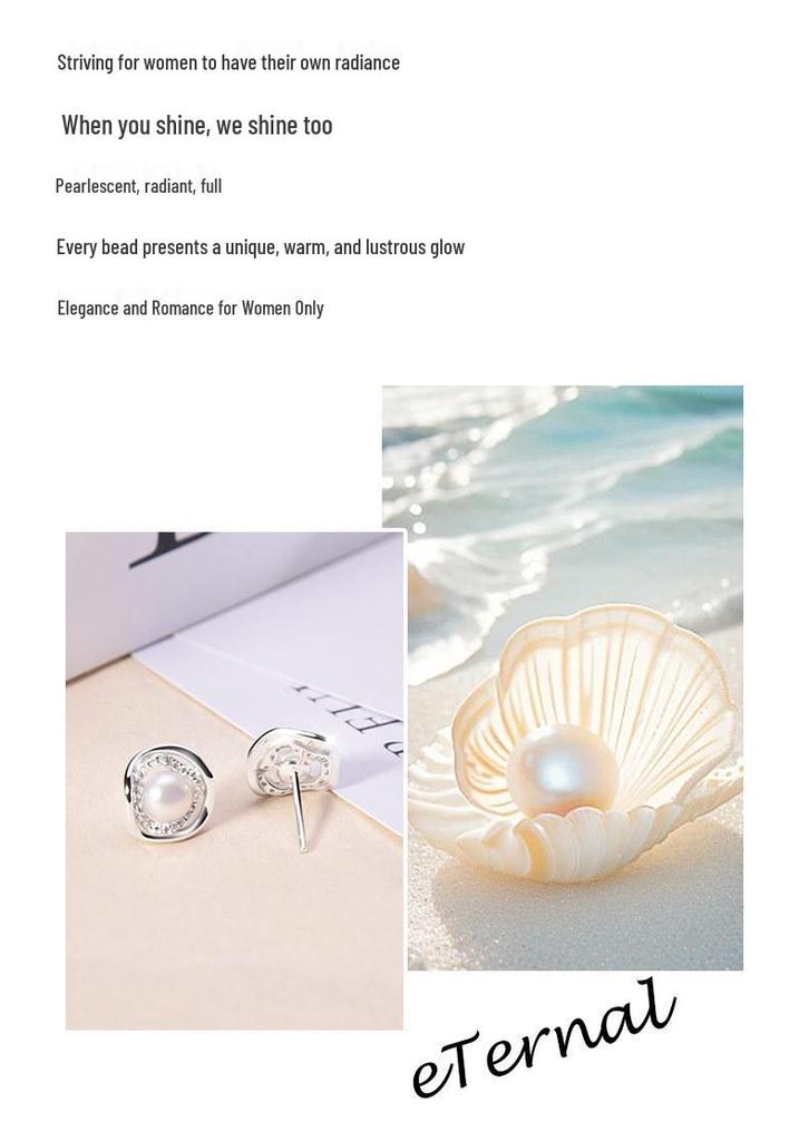 Irregular Pearl Stud Earrings for Women - 925 Sterling Silver Valentine's Day Gift