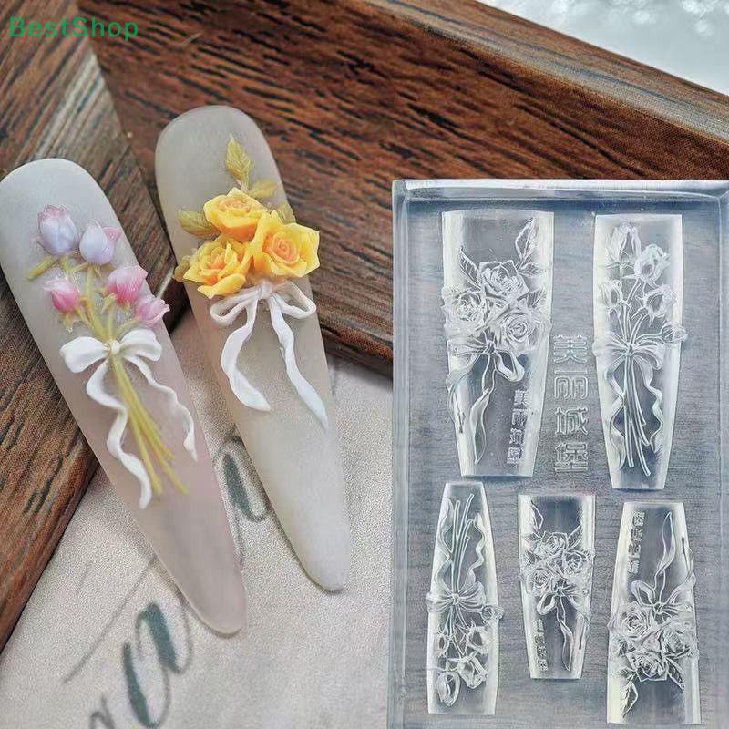 3D Ribbon Rose High-Transparency Silicone Nail Art Mold DIY Manicure Decor