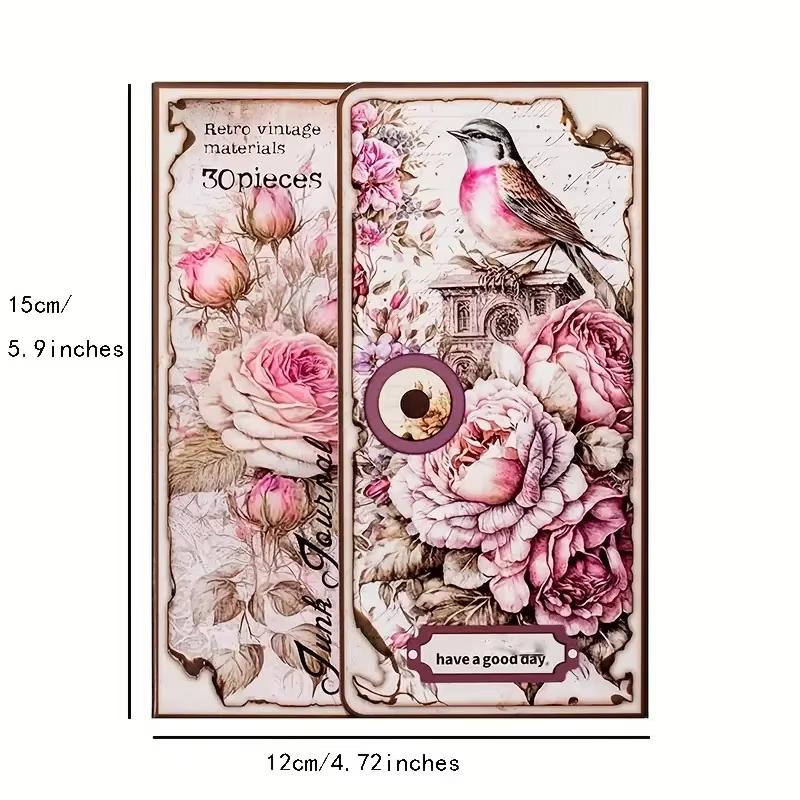 30 Sheets Vintage Scrapbook Paper Retro Aesthetic Decorative Materials Art Collage Handbook Material Paper Handmade DIY Crafts