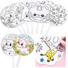 5/10 stuks Mini Ronde Ventilator Papier Draagbaar Cartoon Patroon DIY Graffiti Kinderen Tekenen Zomer Huishoudelijk Dagelijks Benodigdheden TMZ