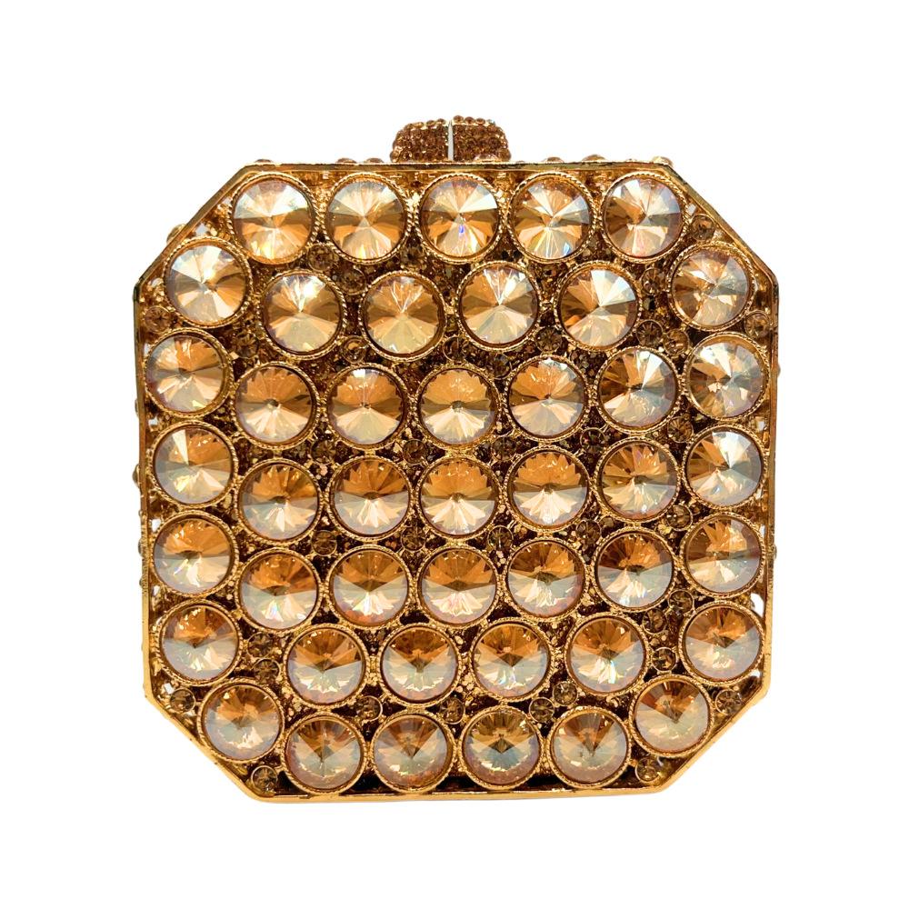 Green Rhinestone Evening Bag Pink/White Clear Gold Square Hard Metal Wedding Bridal Party Crystal Hanbag Minaudiere Purse