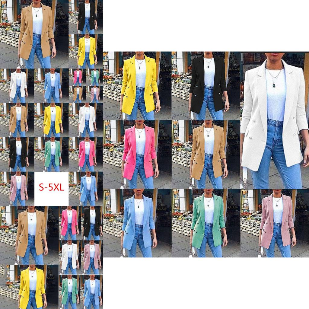 Elegant Women Long Sleeve Slim Formal Suit Work Jackets With Stylish Lapel Collar